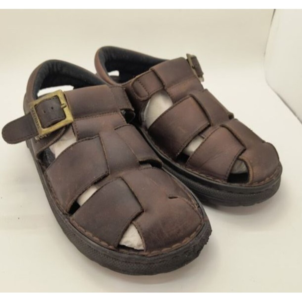 Vintage Skechers Mens Fisherman Sandals Size 10 90s Brown Leather Chunky Y2K